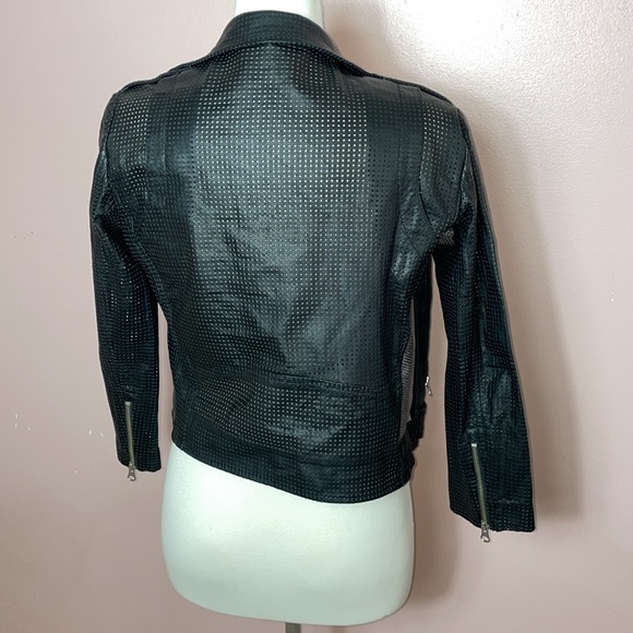 RARE Rebecca Minkoff 100% Lamb Leather Moto Jacket Laser Cut Stars - Picture 8 of 12